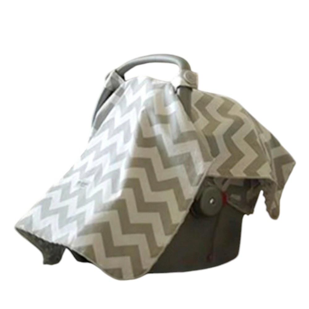 Car Seat Canopy Grey Chevron Neutral Baby Cover Soft Minky Cozy Stroller Nursing